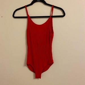 Ribbed Red Bodysuit